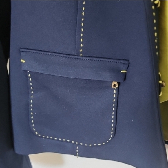 Trina Turk Tailored Blazer Jacket Contrast Stitch Lime Lining Size 8 - Picture 7 of 11